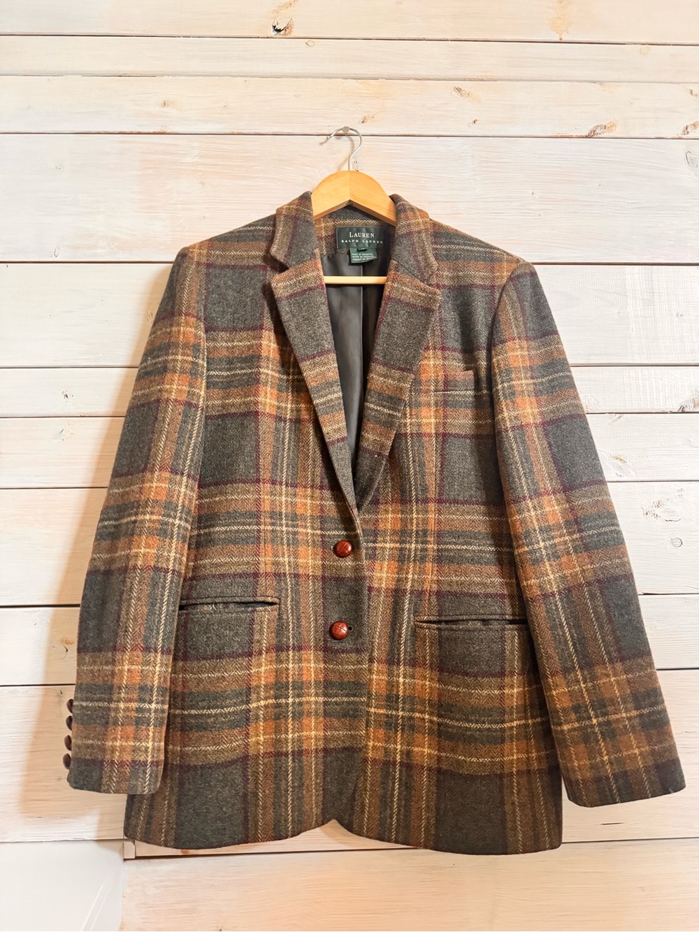 Vintage Lauren Ralph Lauren Brown Multi Plaid Blazer